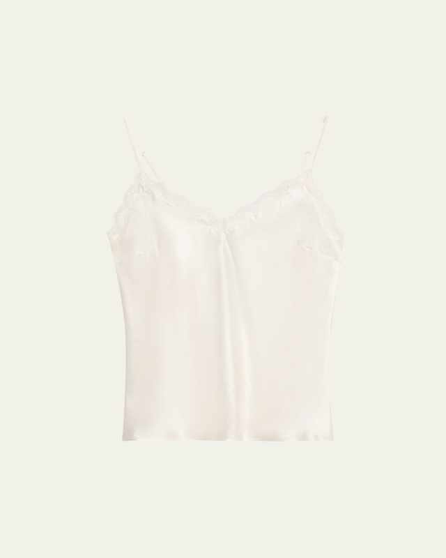Love Me Sleeveless Lace-Trim Silk Top
